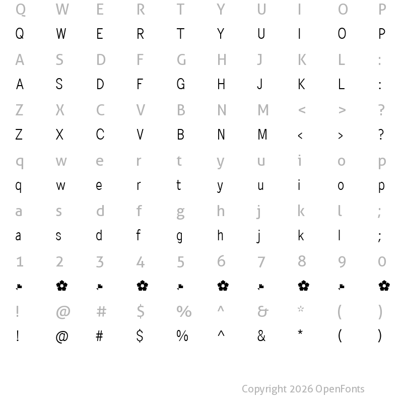 Character Map of Pentay Sans Light