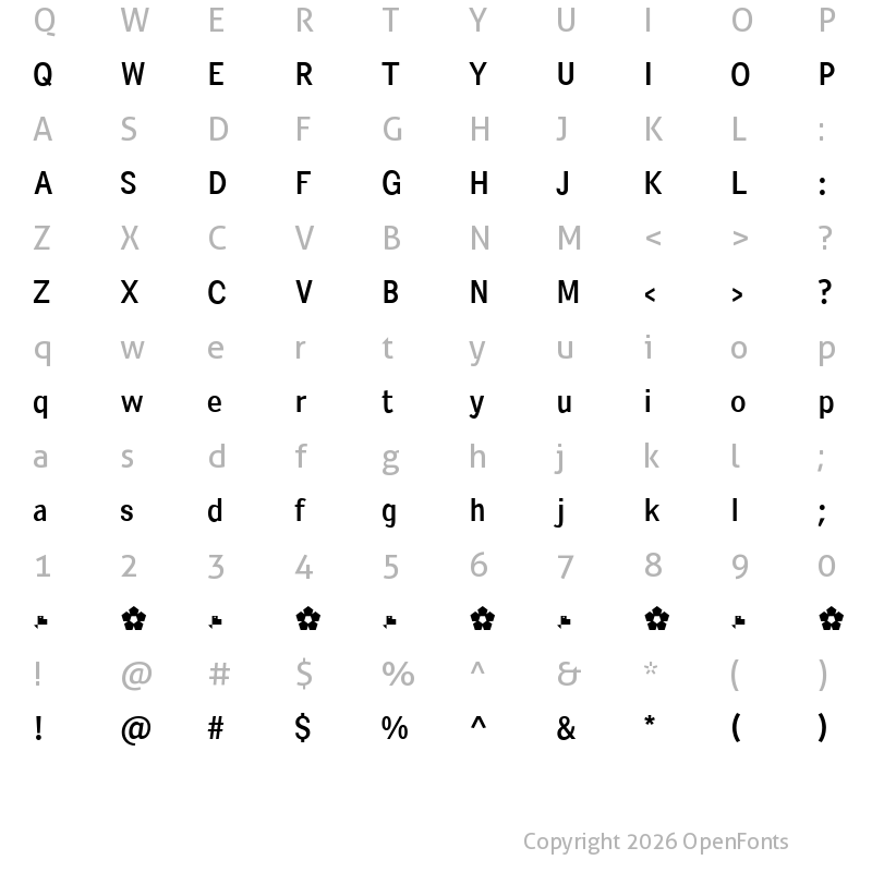Character Map of Pentay Sans Regular