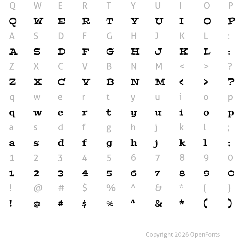 Character Map of Peralta Regular