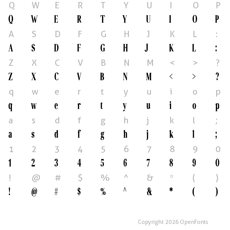 Character Map of Perfectly Nostalgic Condensed B Condensed Black