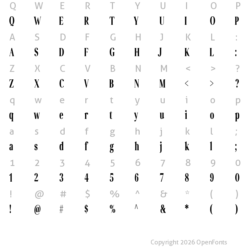 Character Map of Perfectly Nostalgic Condensed B Condensed Bold