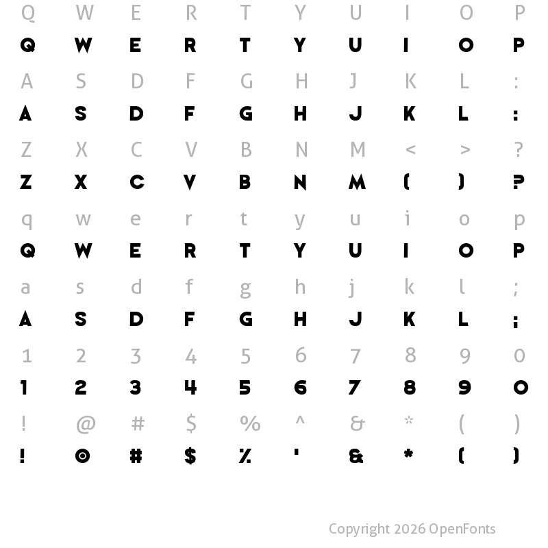 Character Map of Perfectly Together Regular