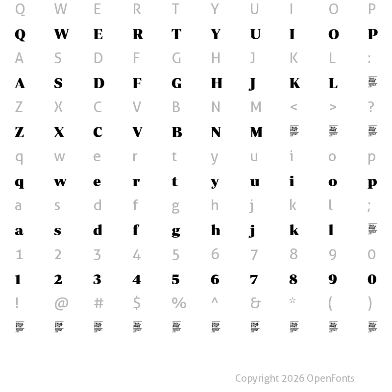 Character Map of Periodico Display TRIAL Black