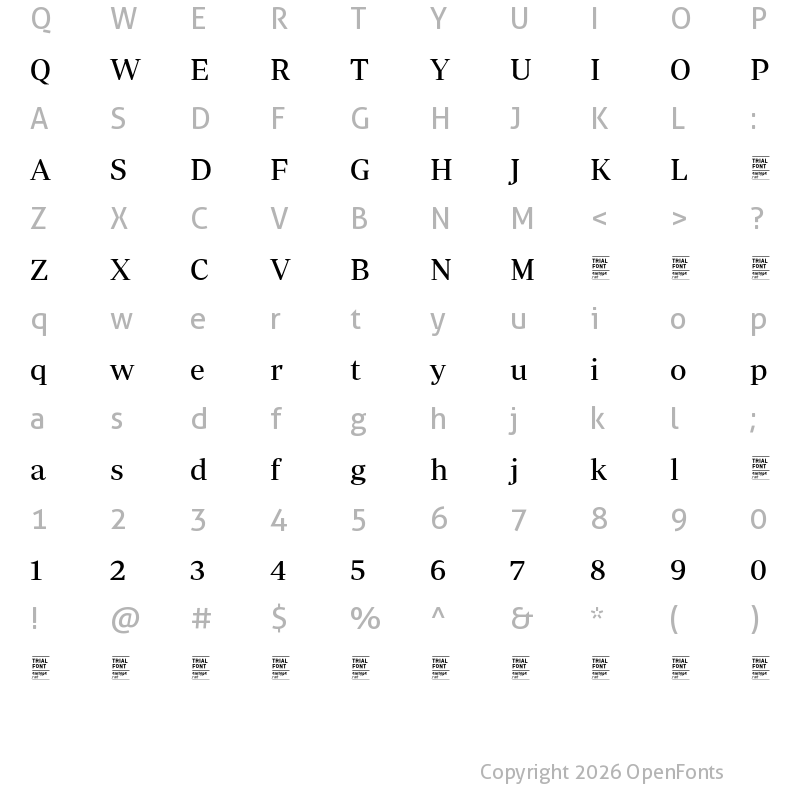Character Map of Periodico Display TRIAL Regular