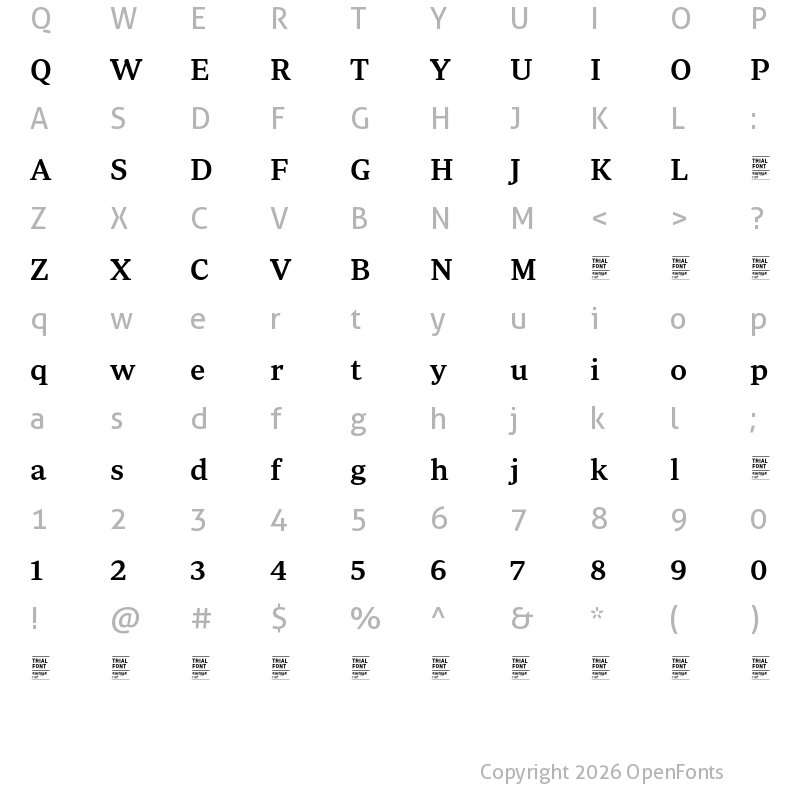 Character Map of Periodico Text TRIAL Medium