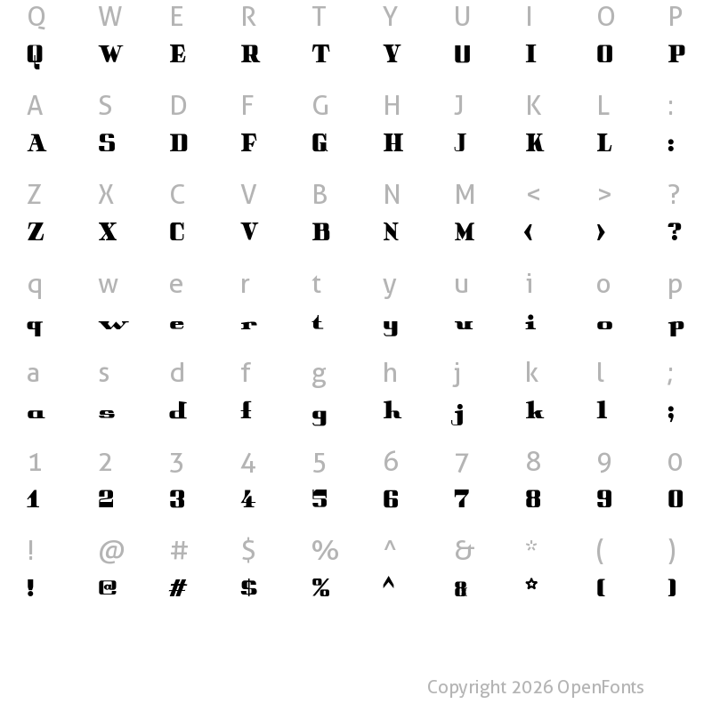 Character Map of Peter Obscure Bold