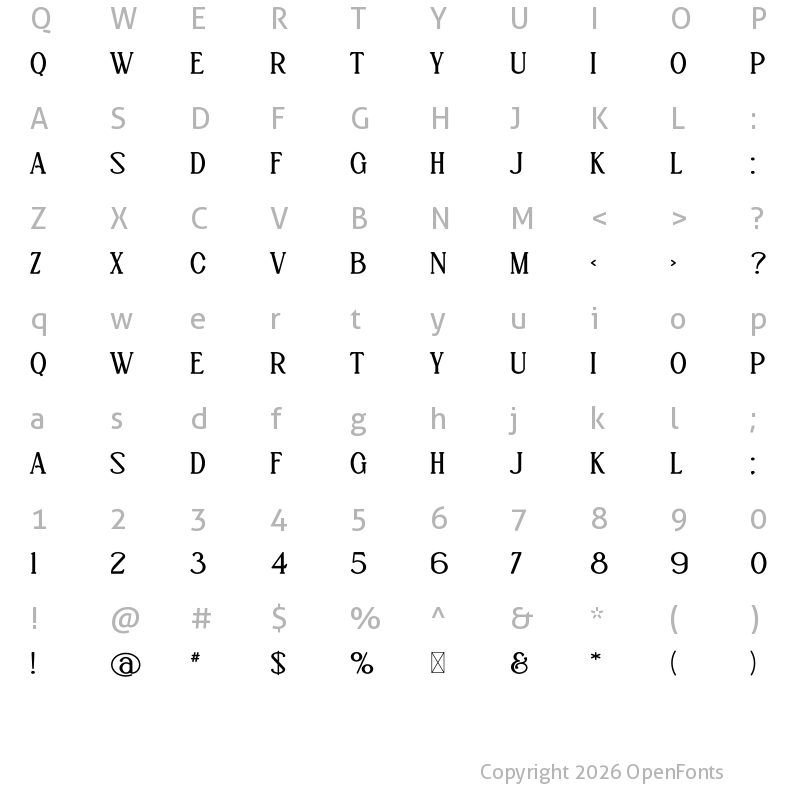 Character Map of Petrea Regular