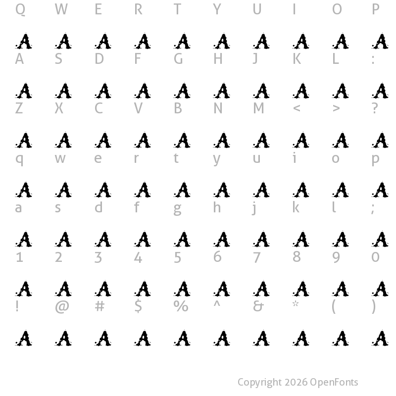 Character Map of Petrra fam Regular