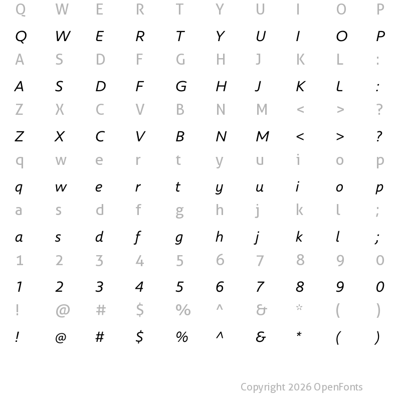 Character Map of Peugeot Italic