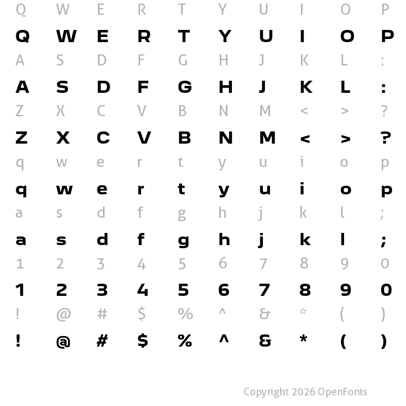 Character Map of Peugeot New Bold