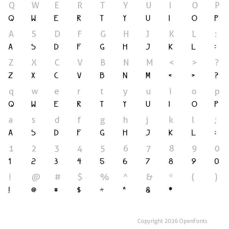Character Map of Peyo Regular