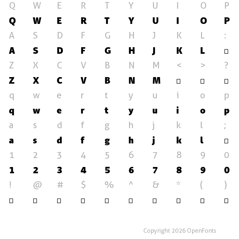 Character Map of PF Adamant Sans Pro Black