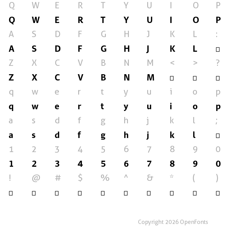 Character Map of PF Adamant Sans Pro Bold