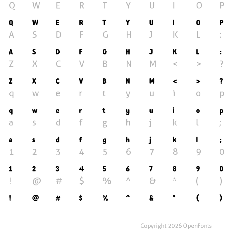 Character Map of PF Aljamal Bold