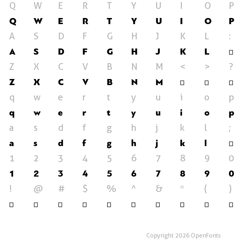 Character Map of PF Bague Sans Pro Black