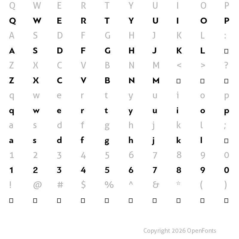 Character Map of PF Bague Sans Pro Bold