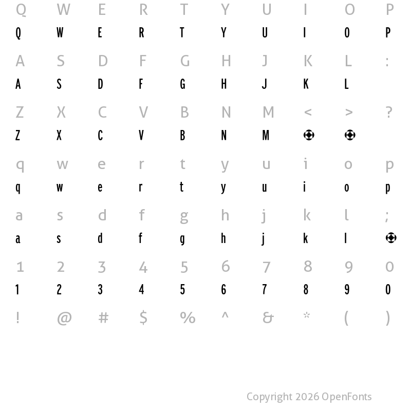 Character Map of PF Grand Gothik Compressed Regular