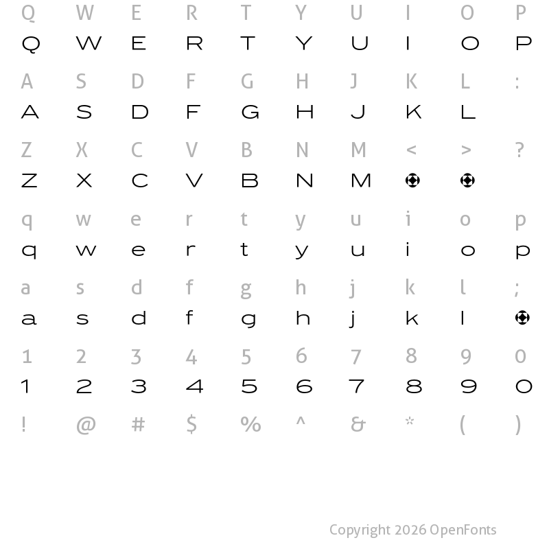 Character Map of PF Grand Gothik Extended Light