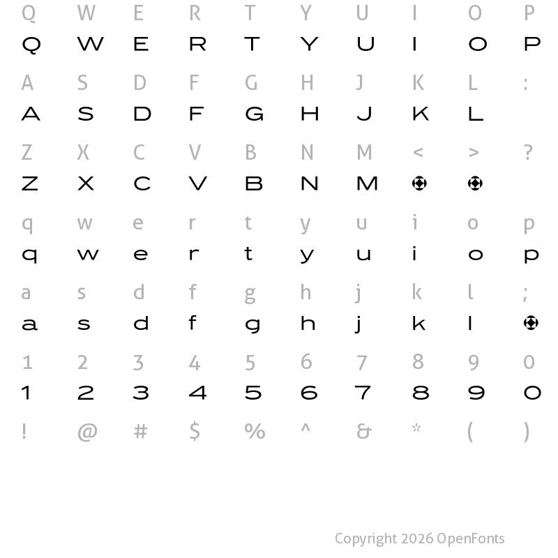 Character Map of PF Grand Gothik Extended Regular