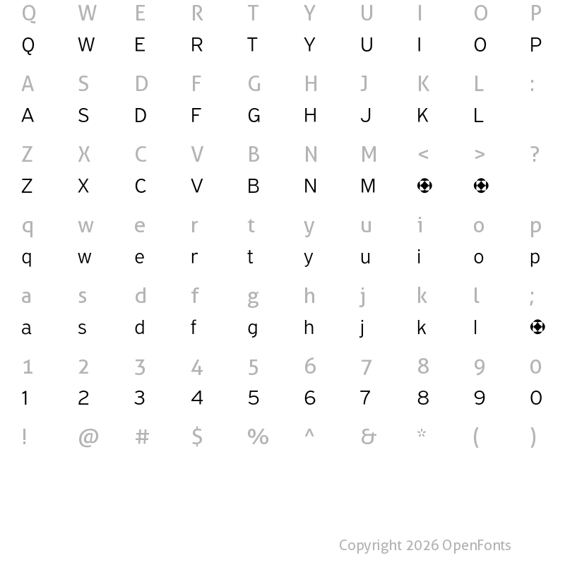 Character Map of PF Grand Gothik Light