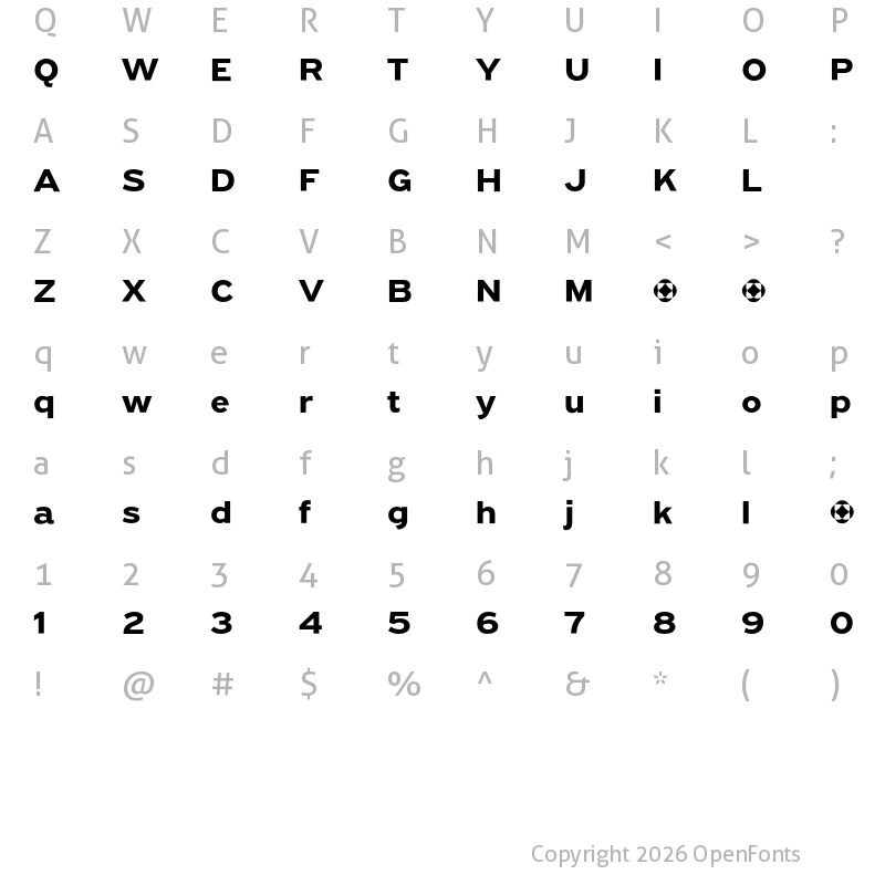 Character Map of PF Grand Gothik Wide Bold