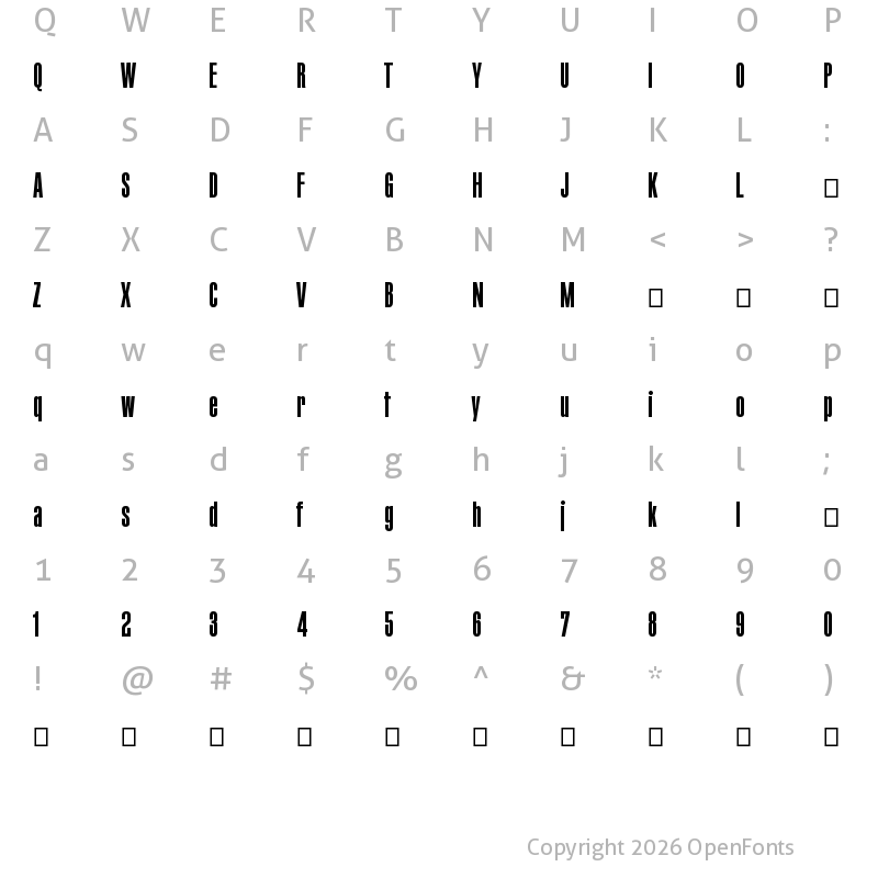 Character Map of PF Mellon Medium