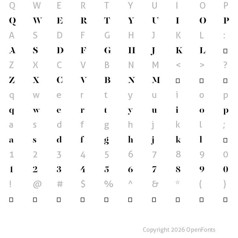 Character Map of PF Regal Stencil Pro Bold