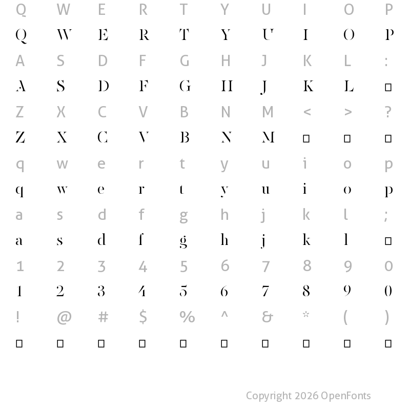 Character Map of PF Regal Stencil Pro Regular