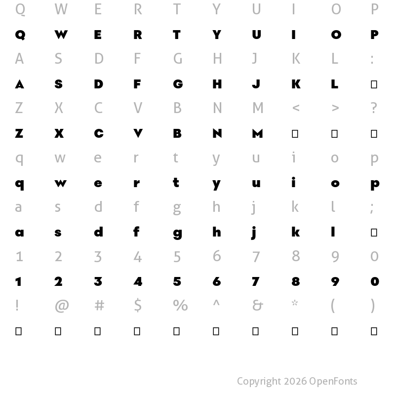 Character Map of PF Spekk VAR Black