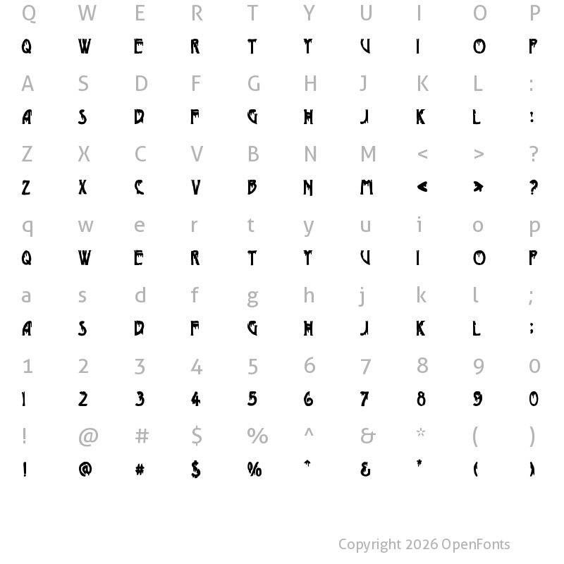 Character Map of Phantom of the Opera Regular
