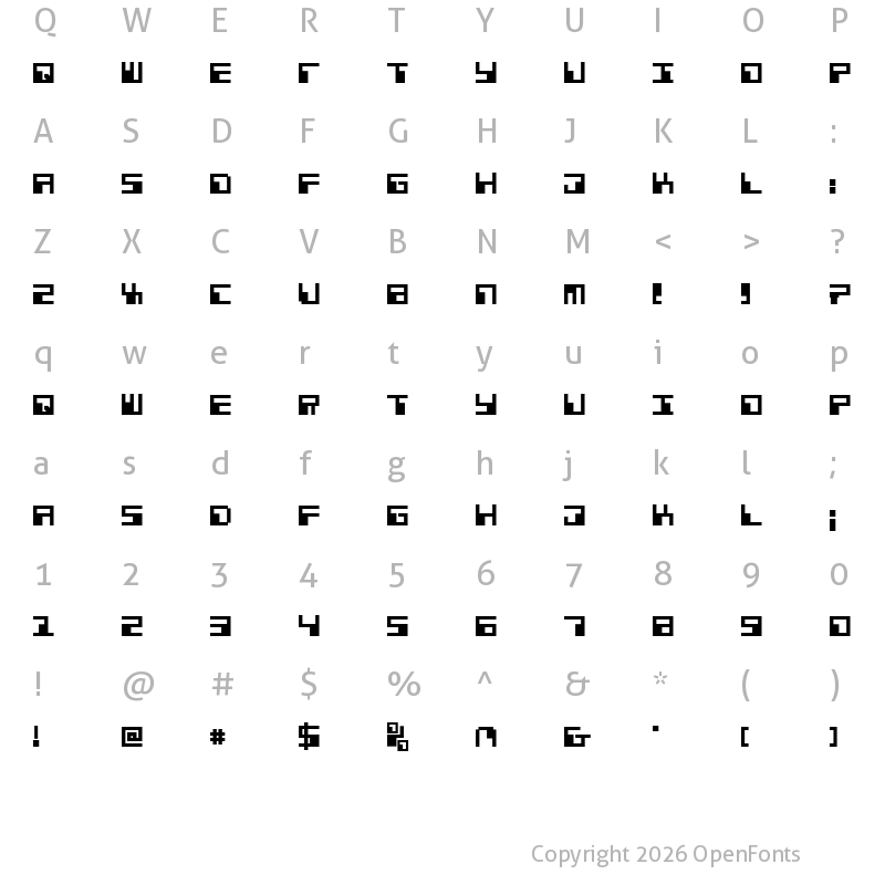 Character Map of Phaser Bank Bold Bold