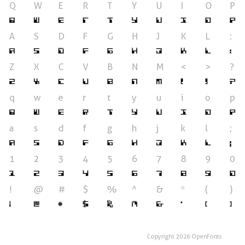 Character Map of Phaser Bank Pro Regular