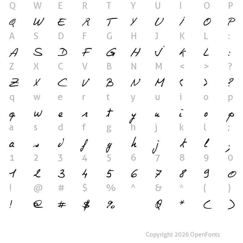 Character Map of Philing Regular