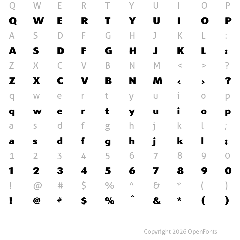 Character Map of Philips Display Regular