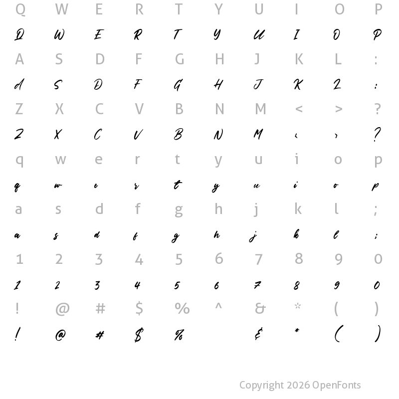 Character Map of Phoenix Island Regular