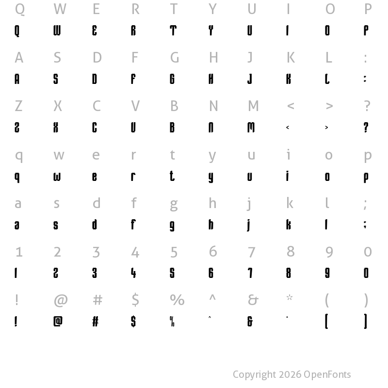 Character Map of PHONIXEA Regular