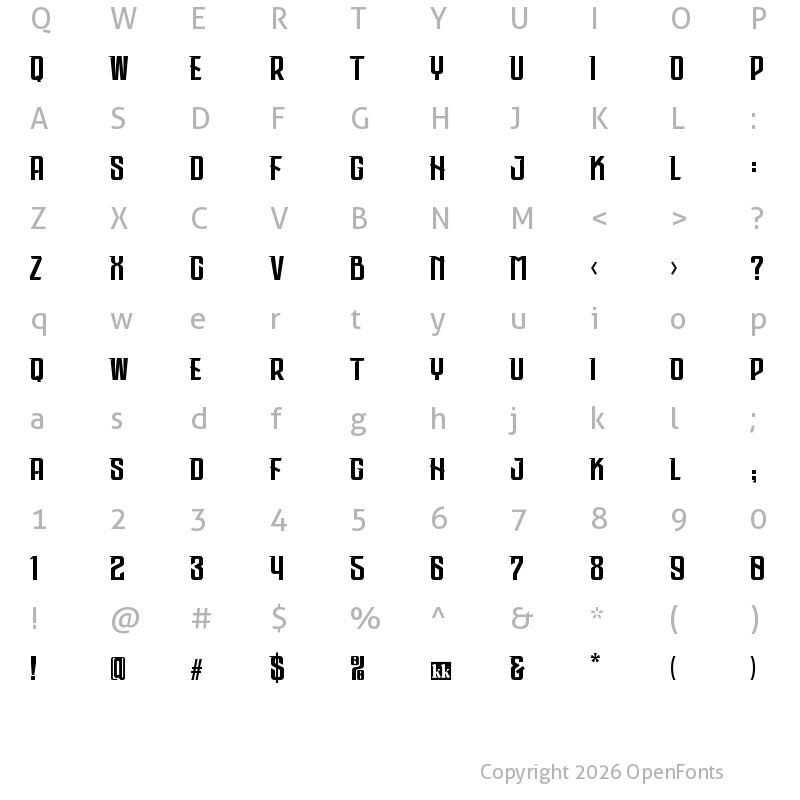 Character Map of Phoska Dangers Regular