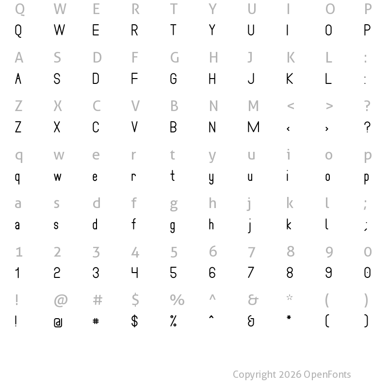 Character Map of Pianaforma Regular