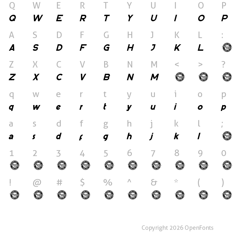 Character Map of PictorialStyleDemo Italic