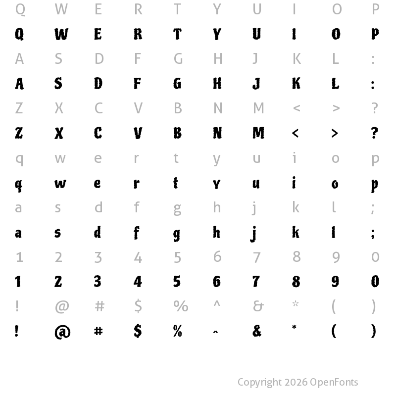 Character Map of Piedra Regular