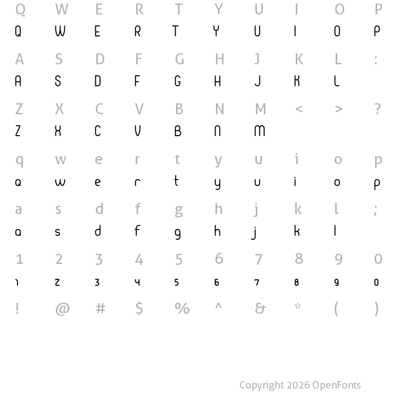 Character Map of Pierce Regular