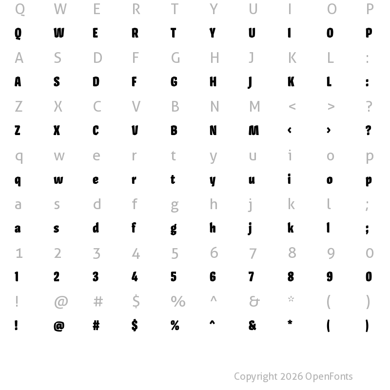 Character Map of Pilot Black