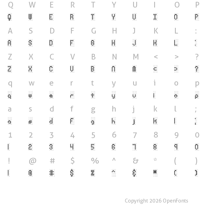 Character Map of Pindown Plain BRK Normal