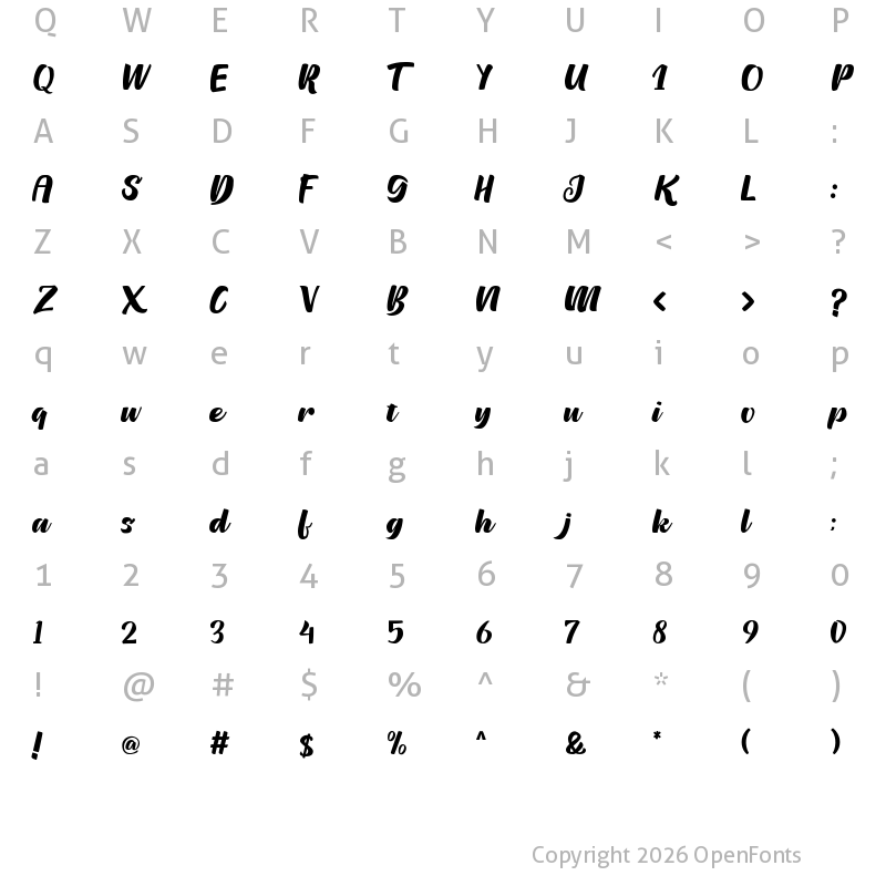 Character Map of Pinguid Regular
