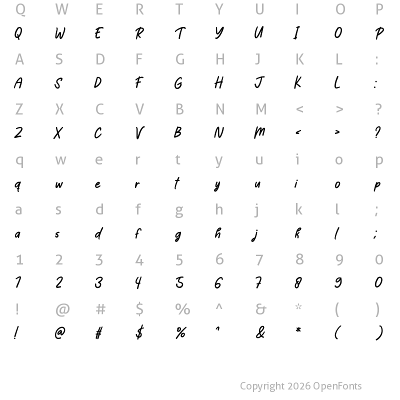 Character Map of Pink Darling Regular