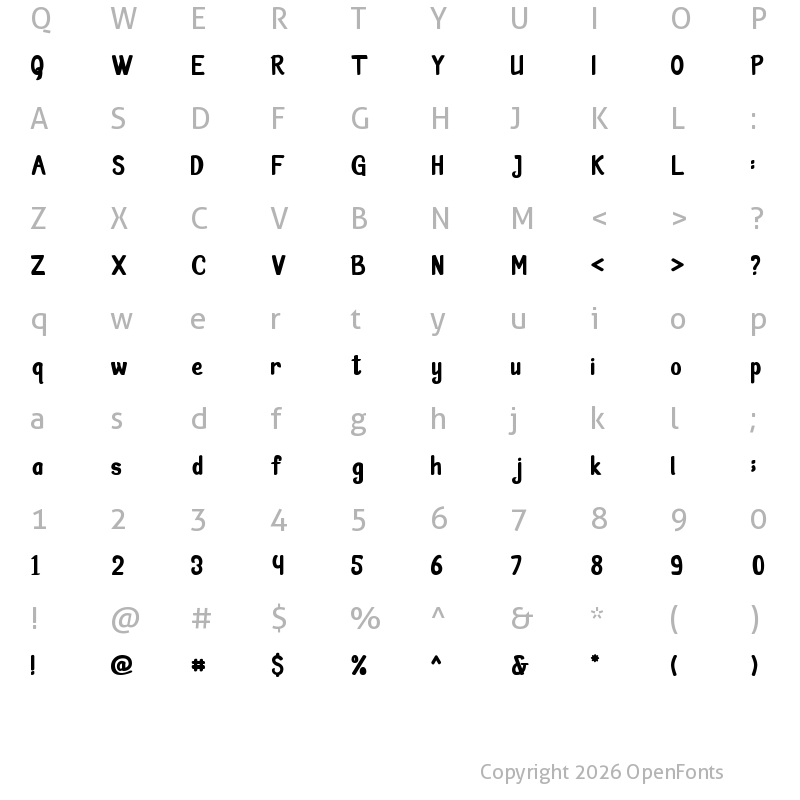 Character Map of Pinklineryh Regular