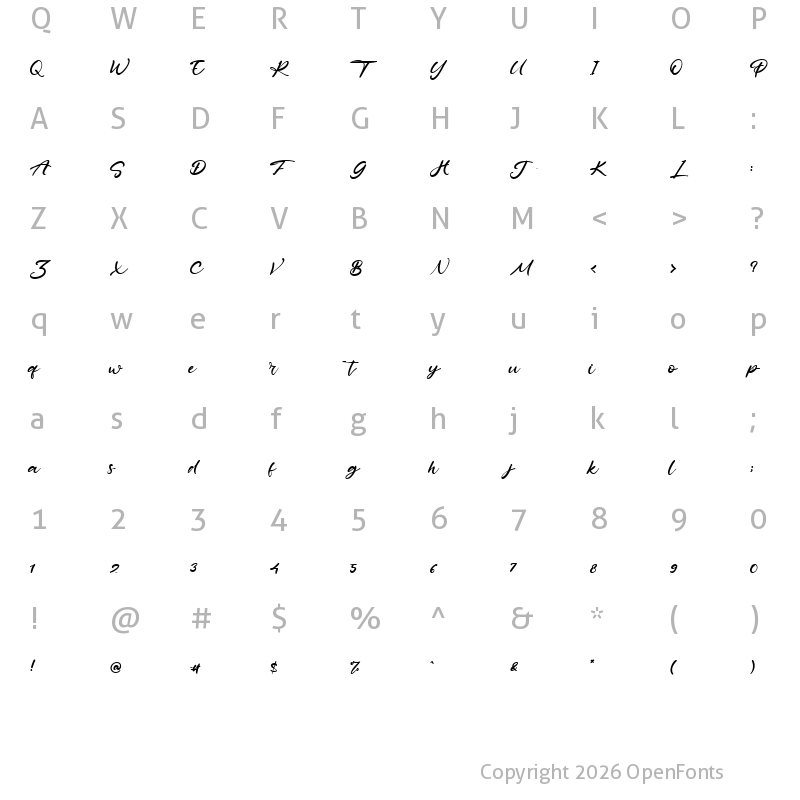 Character Map of Pinky Promise Regular