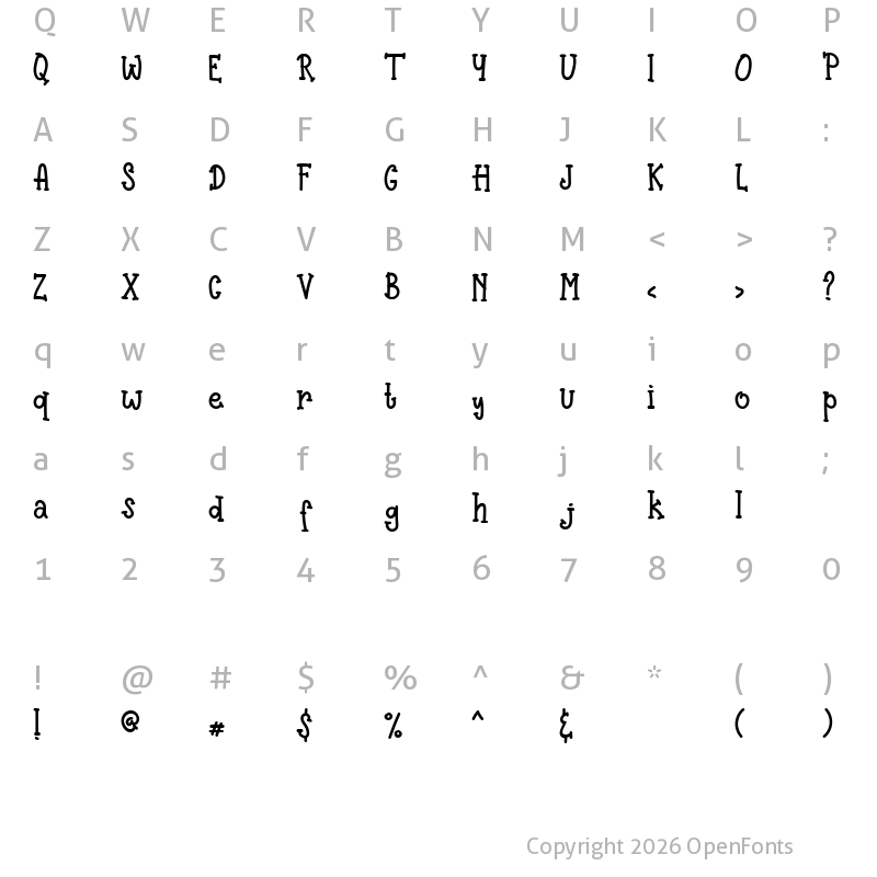 Character Map of Pinnocio Regular