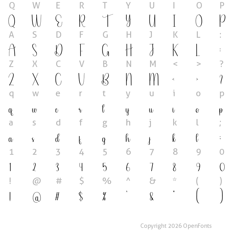Character Map of Pinoccihio Regular