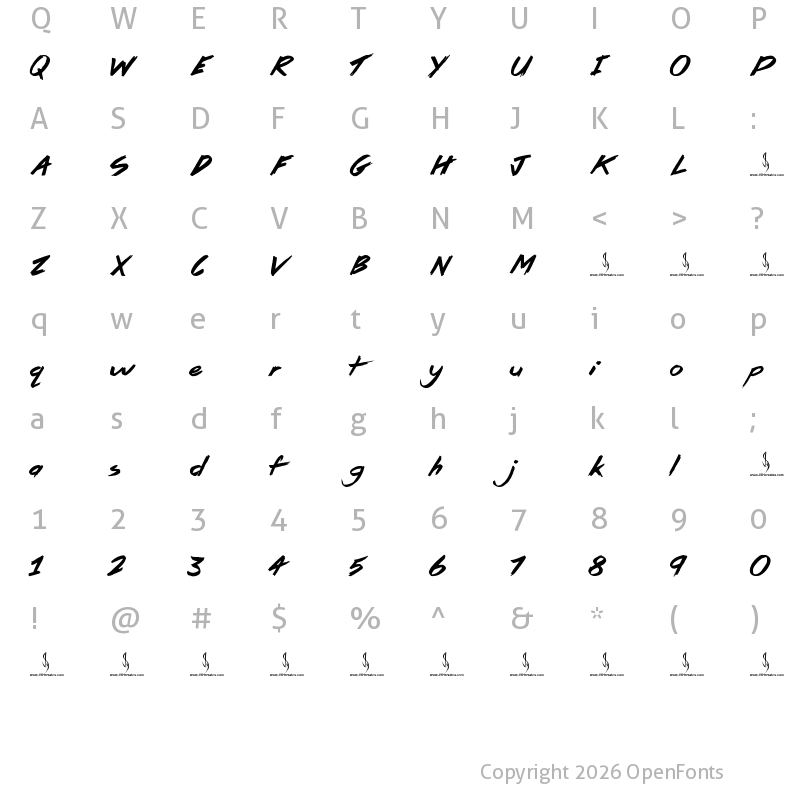 Character Map of Pirate Scripts Regular